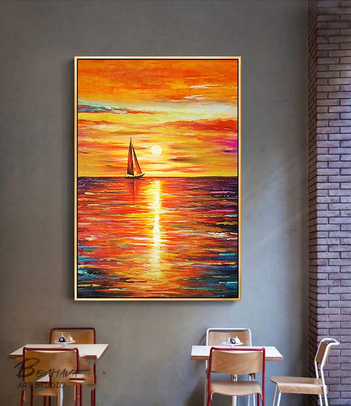 sunset abstract painting canvas design 5